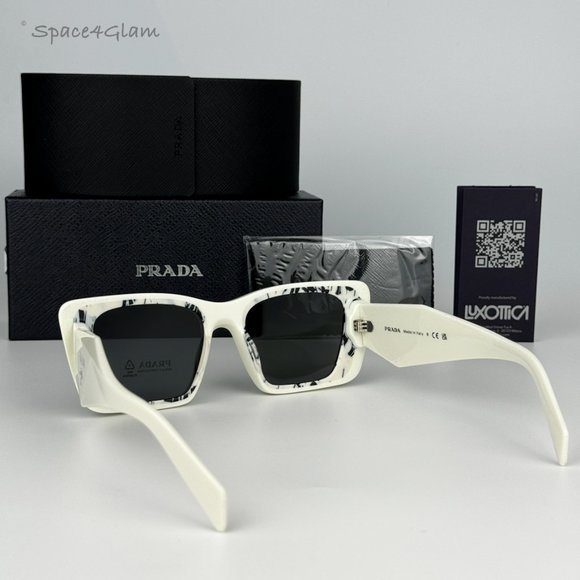 NEW Prada PR08YS 02V5S0 White Havana Black Gray Cat Eye Unisex Sunglasses - Picture 9 of 13